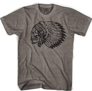 Skull Headdress Lacrosse Tri-Blend T-shirt - Coffee Skull Headdress Lacrosse Tri-Blend T-shirt - Coffee