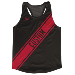 Black & Dark Red Custom Sash Running Tank Top Racerback Track & Cross Country Singlet Jersey - Black & Dark Red Black & Dark Red Custom Sash Running Tank Top Racerback Track & Cross Country Singlet Jersey - Black & Dark Red