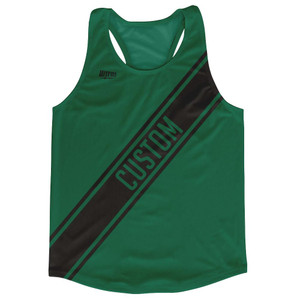 Hunter Green & Black Custom Sash Running Tank Top Racerback Track & Cross Country Singlet Jersey - Hunter Green & Black Hunter Green & Black Custom Sash Running Tank Top Racerback Track & Cross Country Singlet Jersey - Hunter Green & Black