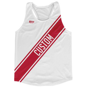 White & Dark Red Custom Sash Running Tank Top Racerback Track & Cross Country Singlet Jersey - White & Dark Red White & Dark Red Custom Sash Running Tank Top Racerback Track & Cross Country Singlet Jersey - White & Dark Red