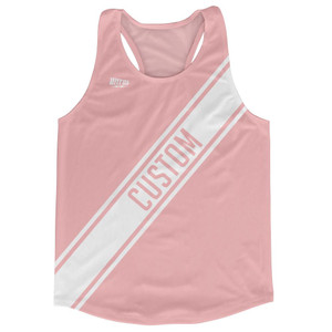 Pale Pink & White Custom Sash Running Tank Top Racerback Track & Cross Country Singlet Jersey - Pale Pink & White Pale Pink & White Custom Sash Running Tank Top Racerback Track & Cross Country Singlet Jersey - Pale Pink & White