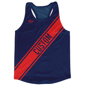 Navy Blue & Red Custom Sash Running Tank Top Racerback Track & Cross Country Singlet Jersey - Navy Blue & Red Navy Blue & Red Custom Sash Running Tank Top Racerback Track & Cross Country Singlet Jersey - Navy Blue & Red