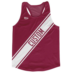 Maroon Red & White Custom Sash Running Tank Top Racerback Track & Cross Country Singlet Jersey - Maroon Red & White Maroon Red & White Custom Sash Running Tank Top Racerback Track & Cross Country Singlet Jersey - Maroon Red & White