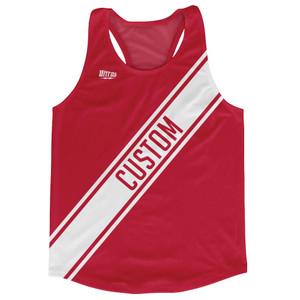 Dark Red & White Custom Sash Running Tank Top Racerback Track & Cross Country Singlet Jersey - Dark Red & White Dark Red & White Custom Sash Running Tank Top Racerback Track & Cross Country Singlet Jersey - Dark Red & White