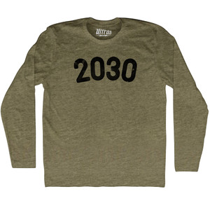 2030 Year Celebration Adult Tri-Blend Long Sleeve T-shirt - Military Green