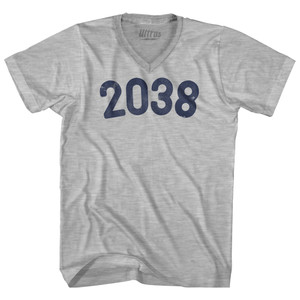 2038 Year Celebration Adult Cotton V-neck T-shirt - Grey Heather