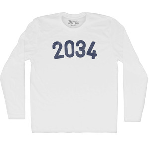 2034 Year Celebration Adult Cotton Long Sleeve T-shirt - White