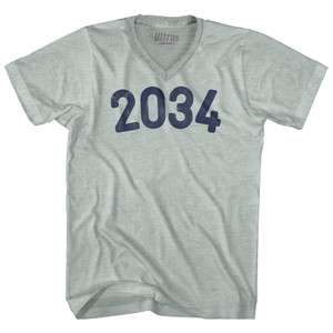 2034 Year Celebration Adult Tri-Blend V-neck T-shirt - Athletic Cool Grey 2034 Year Celebration Adult Tri-Blend V-neck T-shirt - Athletic Cool Grey