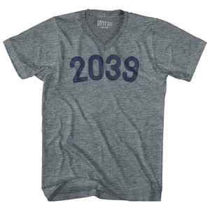 2039 Year Celebration Adult Tri-Blend V-neck T-shirt - Athletic Grey 2039 Year Celebration Adult Tri-Blend V-neck T-shirt - Athletic Grey