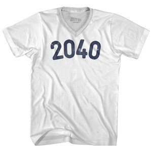 2040 Year Celebration Adult Tri-Blend V-neck T-shirt - White