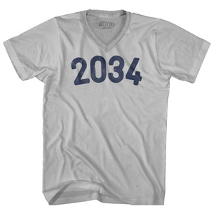 2034 Year Celebration Adult Tri-Blend V-neck T-shirt - Cool Grey