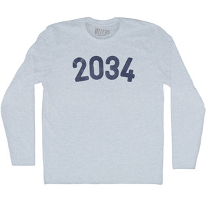 2034 Year Celebration Adult Tri-Blend Long Sleeve T-shirt - Athletic White 2034 Year Celebration Adult Tri-Blend Long Sleeve T-shirt - Athletic White