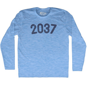 2037 Year Celebration Adult Tri-Blend Long Sleeve T-shirt - Athletic Blue
