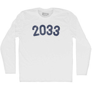 2033 Year Celebration Adult Cotton Long Sleeve T-shirt - White