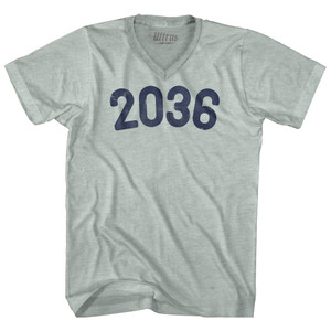 2036 Year Celebration Adult Tri-Blend V-neck T-shirt - Athletic Cool Grey 2036 Year Celebration Adult Tri-Blend V-neck T-shirt - Athletic Cool Grey