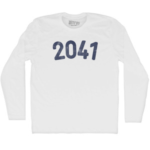 2041 Year Celebration Adult Cotton Long Sleeve T-shirt - White 2041 Year Celebration Adult Cotton Long Sleeve T-shirt - White