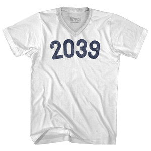 2039 Year Celebration Adult Tri-Blend V-neck T-shirt - White