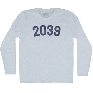 2039 Year Celebration Adult Tri-Blend Long Sleeve T-shirt - Athletic White