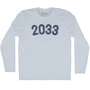 2033 Year Celebration Adult Tri-Blend Long Sleeve T-shirt - Athletic White 2033 Year Celebration Adult Tri-Blend Long Sleeve T-shirt - Athletic White