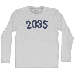 2035 Year Celebration Adult Cotton Long Sleeve T-shirt - Grey Heather 2035 Year Celebration Adult Cotton Long Sleeve T-shirt - Grey Heather
