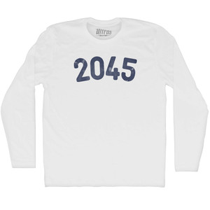 2045 Year Celebration Adult Cotton Long Sleeve T-shirt - White