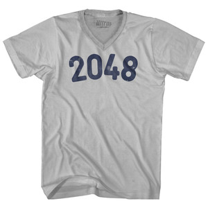 2048 Year Celebration Adult Tri-Blend V-neck T-shirt - Cool Grey
