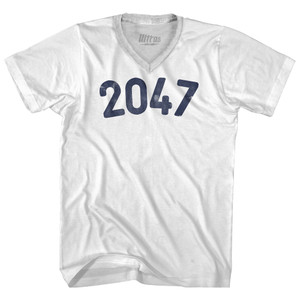 2047 Year Celebration Adult Tri-Blend V-neck T-shirt - White