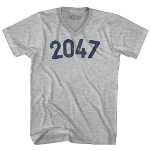 2047 Year Celebration Adult Cotton V-neck T-shirt - Grey Heather