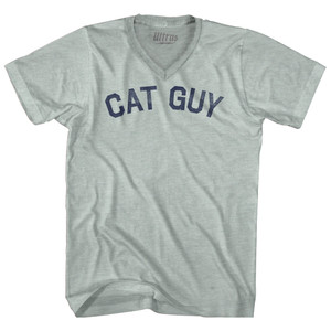 Cat Guy Adult Tri-Blend V-neck T-shirt - Athletic Cool Grey