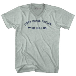 Don't Chase Pinnies With Dollars Adult Tri-Blend V-neck T-shirt - Athletic Cool Grey