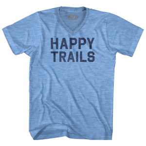 Happy Trails Adult Tri-Blend V-neck T-shirt - Athletic Blue