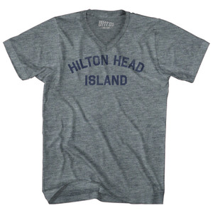 Hilton Head Island Tri-Blend V-neck Womens Junior Cut T-shirt - Athletic Grey