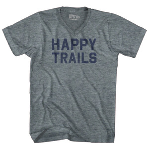 Happy Trails Adult Tri-Blend V-neck T-shirt - Athletic Grey
