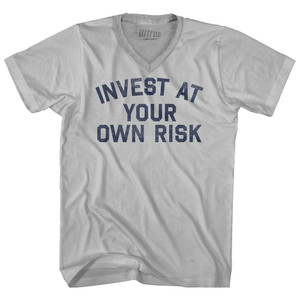 Invest At Your Own Risk Adult Tri-Blend V-neck T-shirt - Cool Grey