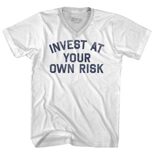 Invest At Your Own Risk Adult Tri-Blend V-neck T-shirt - White