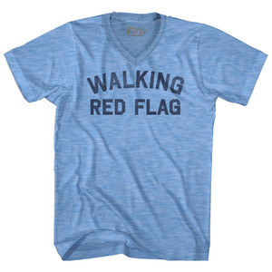 Walking Red Flag Adult Tri-Blend V-neck T-shirt - Athletic Blue