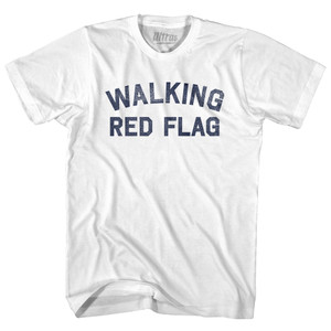 Walking Red Flag Adult Cotton T-shirt - White