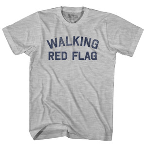 Walking Red Flag Adult Cotton T-shirt - Grey Heather