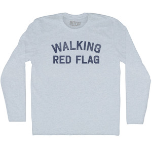 Walking Red Flag Adult Tri-Blend Long Sleeve T-shirt - Athletic White