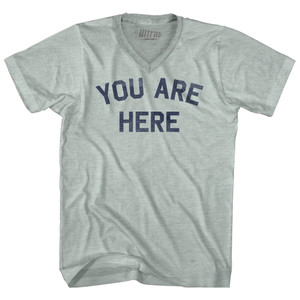 You Are Here Adult Tri-Blend V-neck T-shirt - Athletic Cool Grey