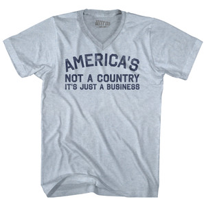 America's Not A Country It's Just A Business Adult Tri-Blend V-neck T-shirt - Athletic White America's Not A Country It's Just A Business Adult Tri-Blend V-neck T-shirt - Athletic White