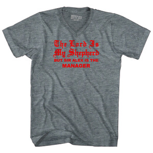 The Lord Is My Sheperd Sir Alex Tri-Blend V-neck Womens Junior Cut T-shirt - Athletic Grey The Lord Is My Sheperd Sir Alex Tri-Blend V-neck Womens Junior Cut T-shirt - Athletic Grey