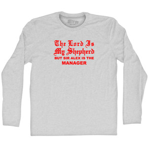 The Lord Is My Sheperd Sir Alex Adult Cotton Long Sleeve T-shirt - Grey Heather