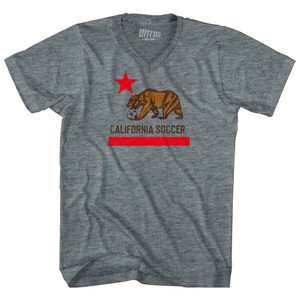 California Soccer Tri-Blend V-neck Womens Junior Cut T-shirt - Athletic Grey California Soccer Tri-Blend V-neck Womens Junior Cut T-shirt - Athletic Grey