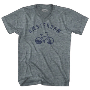 Amsterdam Bike Adult Tri-Blend V-neck T-shirt - Athletic Grey Amsterdam Bike Adult Tri-Blend V-neck T-shirt - Athletic Grey