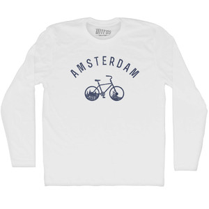 Amsterdam Bike Adult Cotton Long Sleeve T-shirt - White