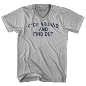 F*uck Around And Find Out Adult Tri-Blend V-neck T-shirt - Cool Grey