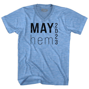 MAY Hem 2023 Black Art Adult Tri-Blend V-neck T-shirt - Athletic Blue