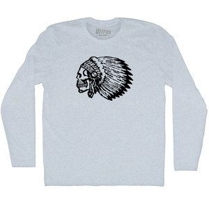 Skull Headdress Adult Tri-Blend Long Sleeve T-shirt - Athletic White