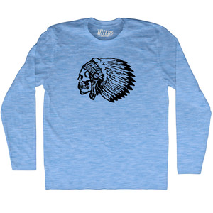Skull Headdress Adult Tri-Blend Long Sleeve T-shirt - Athletic Blue Skull Headdress Adult Tri-Blend Long Sleeve T-shirt - Athletic Blue